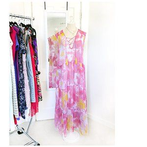 Sheer Pink Tie Dyed Maxi Dress